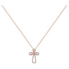 14K Gold Diamond Cross Necklace Religious Diamond Necklace