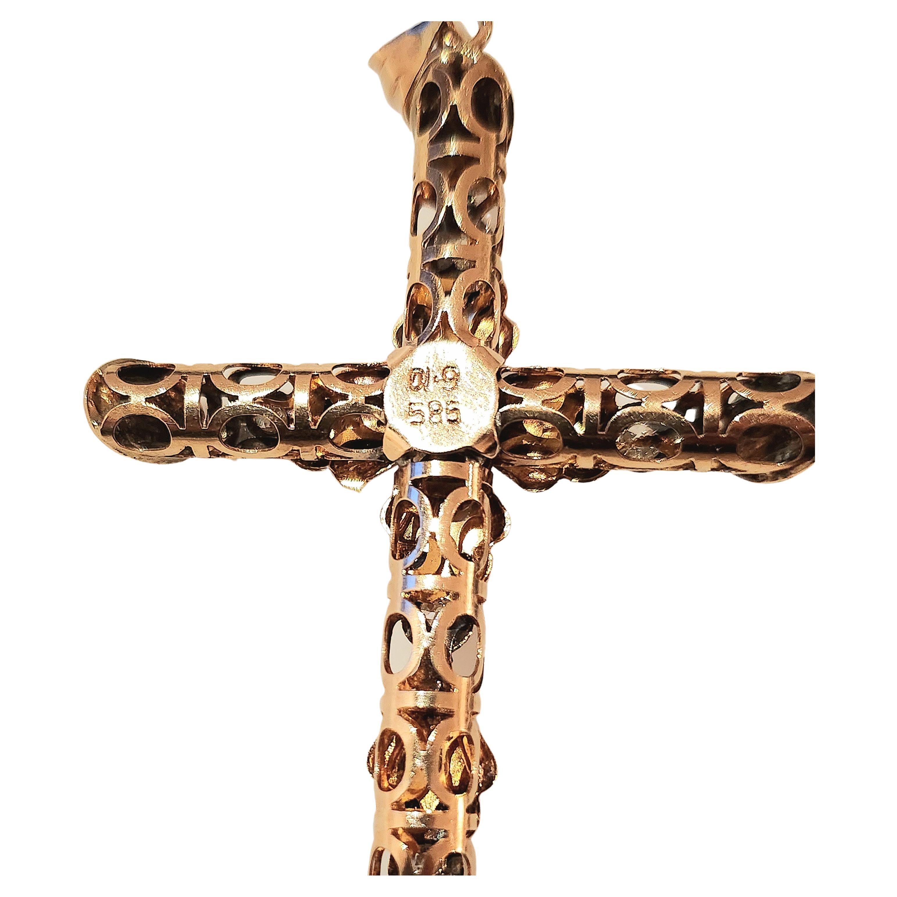 Antique Diamond Gold Cross Pendant For Sale 1