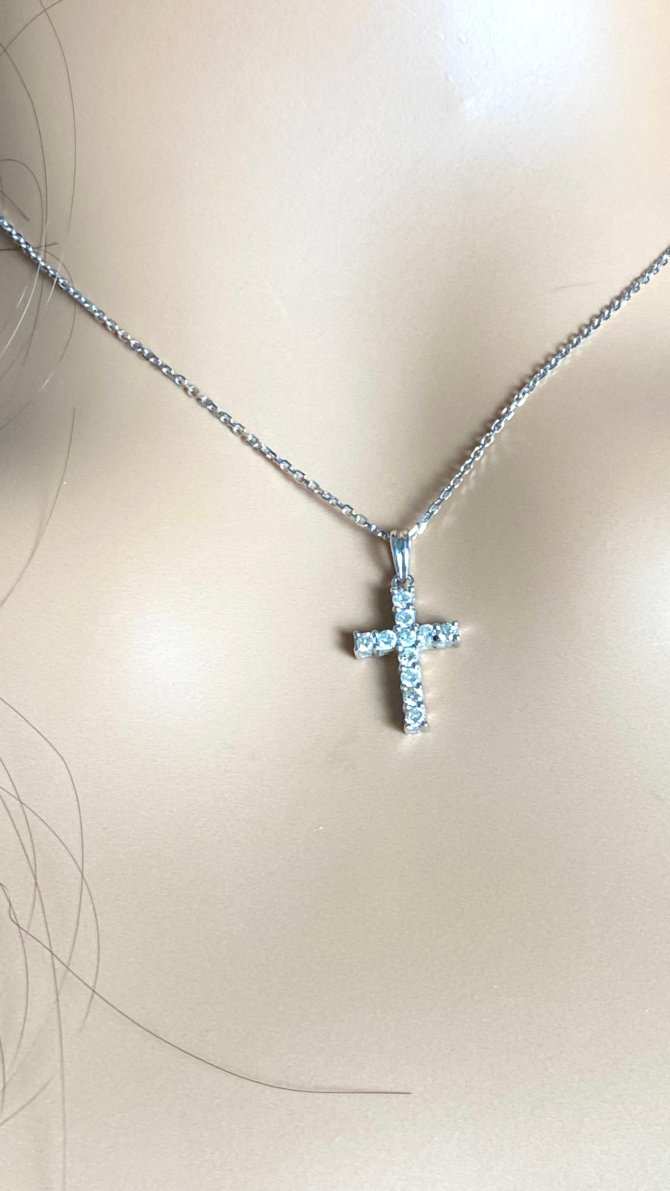 Contemporary 14k Gold Diamond Cross Pendant Necklace