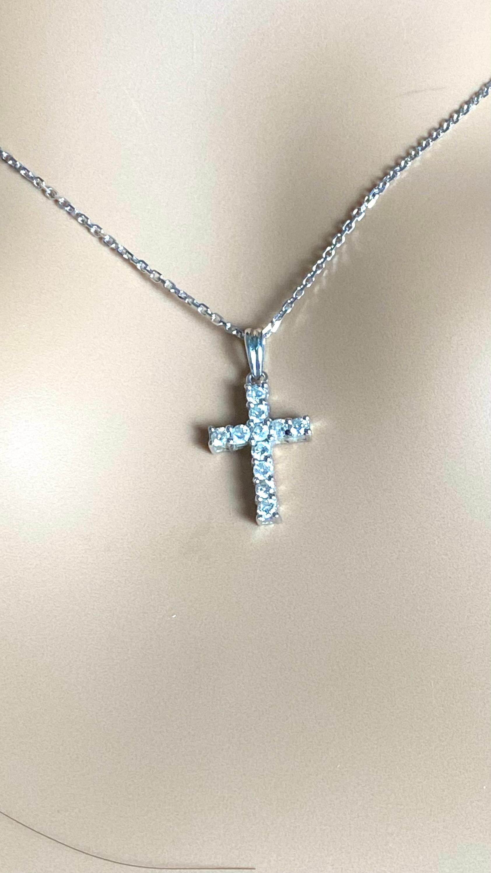 Women's or Men's 14k Gold Diamond Cross Pendant Necklace