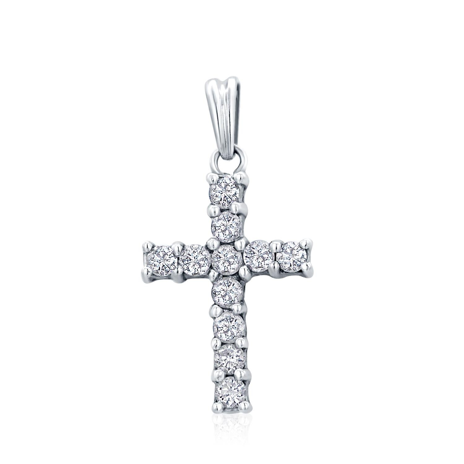 14k Gold Diamond Cross Pendant Necklace 2