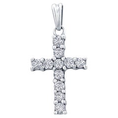 14k Gold Diamond Cross Pendant Necklace
