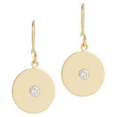 14k Gold Diamond Disk Earrings
