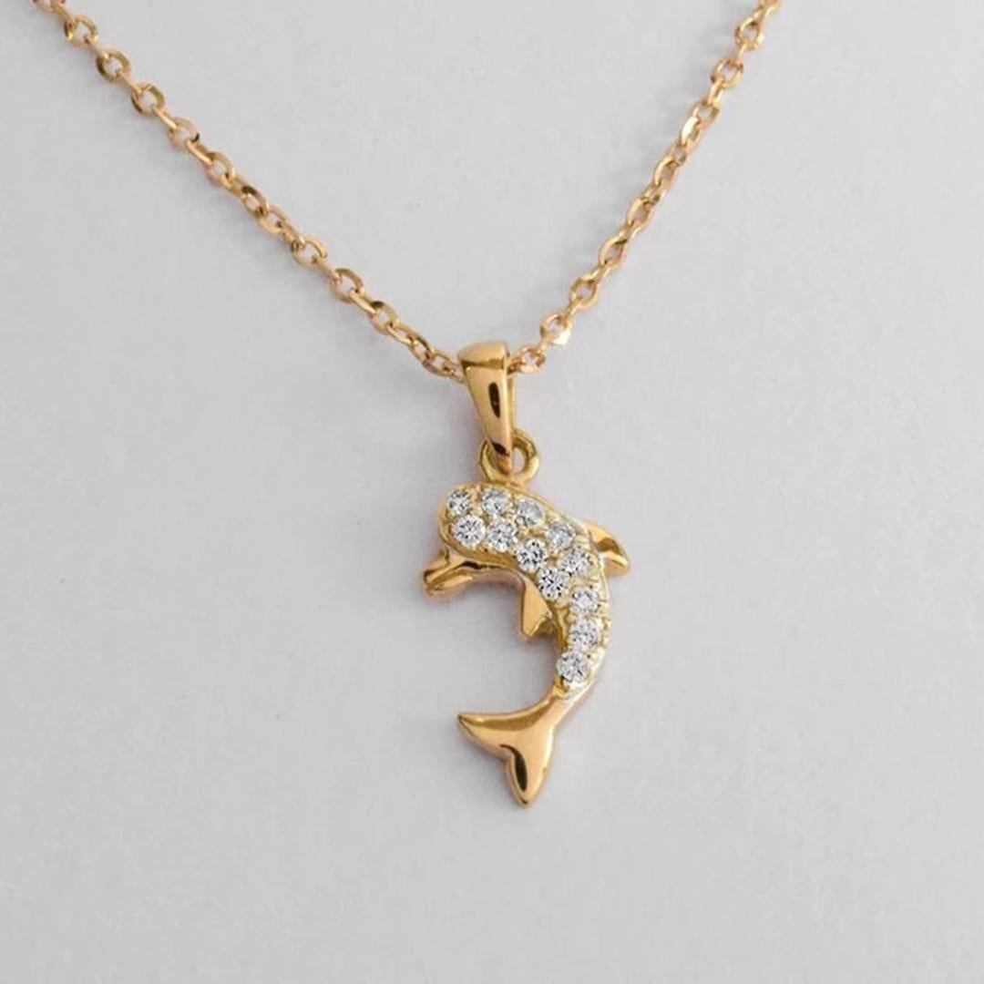 14k gold dolphin pendant