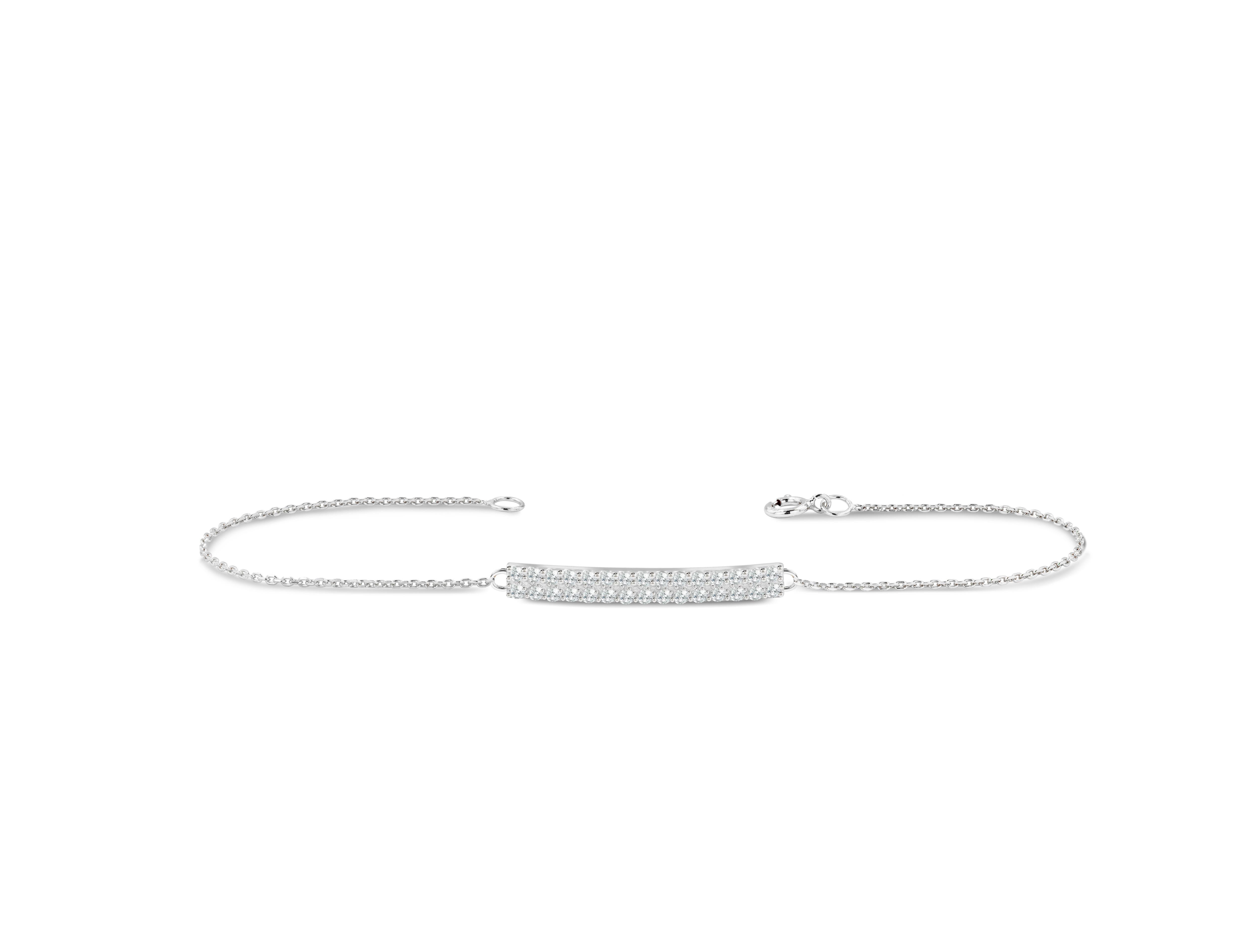 14K Gold Diamant-Doppelreihiges Armband Dainty mit echtem Diamanten  (Rundschliff) im Angebot