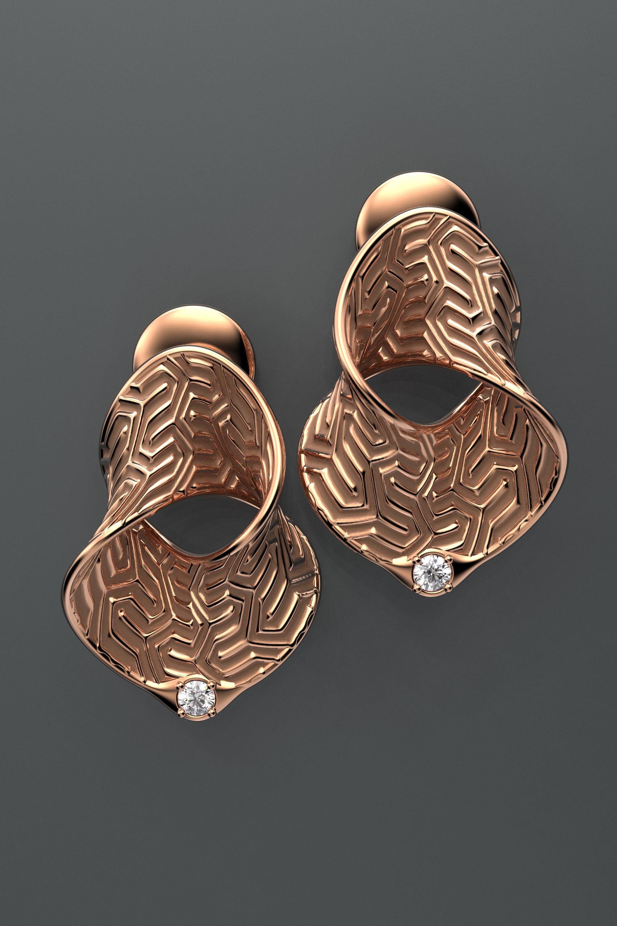 Brilliant Cut 14k Gold Diamond Earrings Made in Italy by, Italian Jewelry For Sale