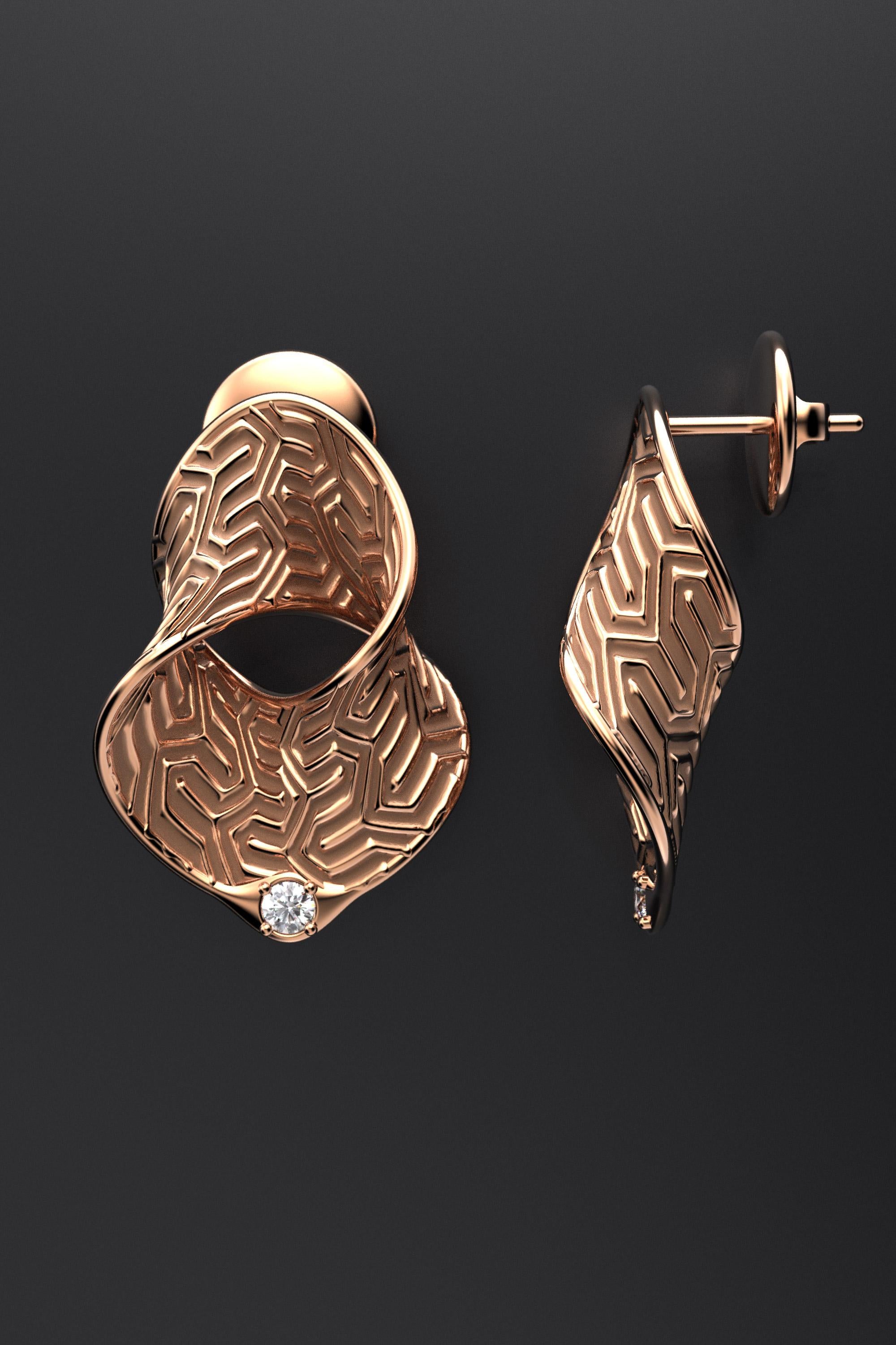 Women's 14k Gold Diamond Earrings Made in Italy by, Italian Jewelry For Sale