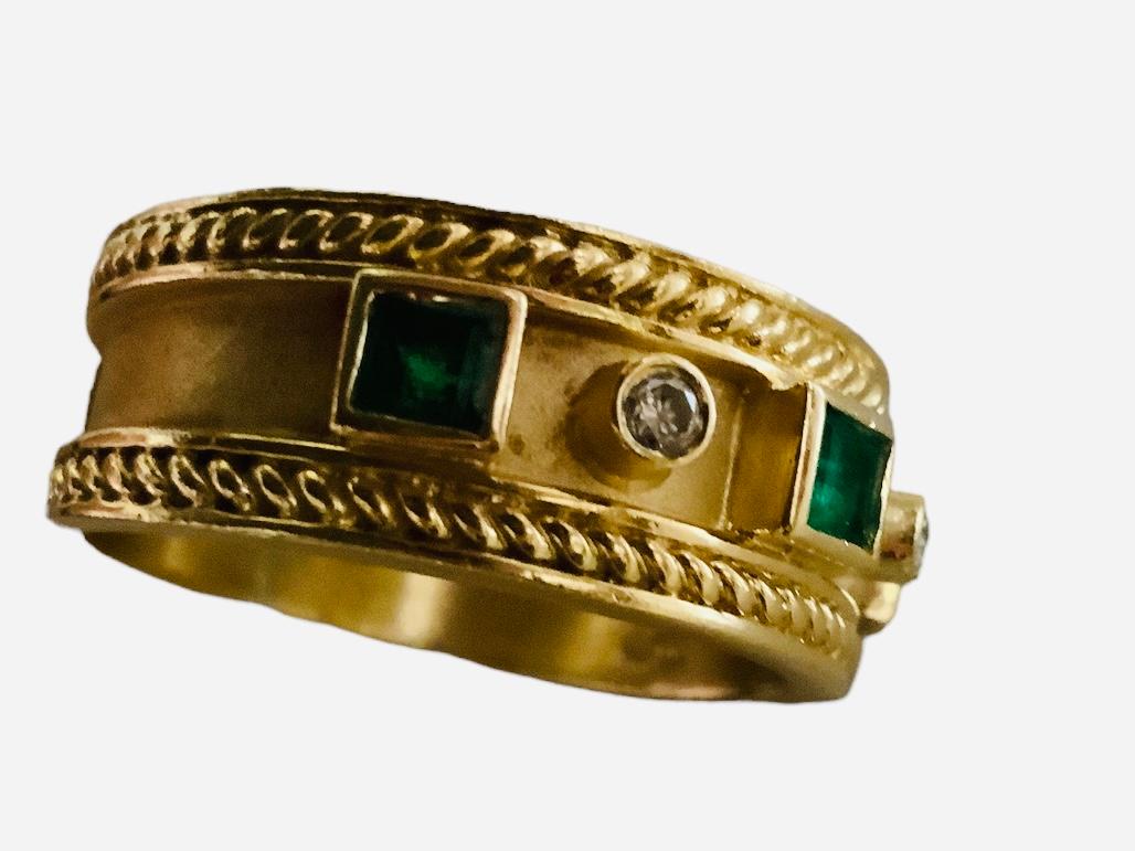 14 Karat Gold Diamant-Smaragd-Ring 5