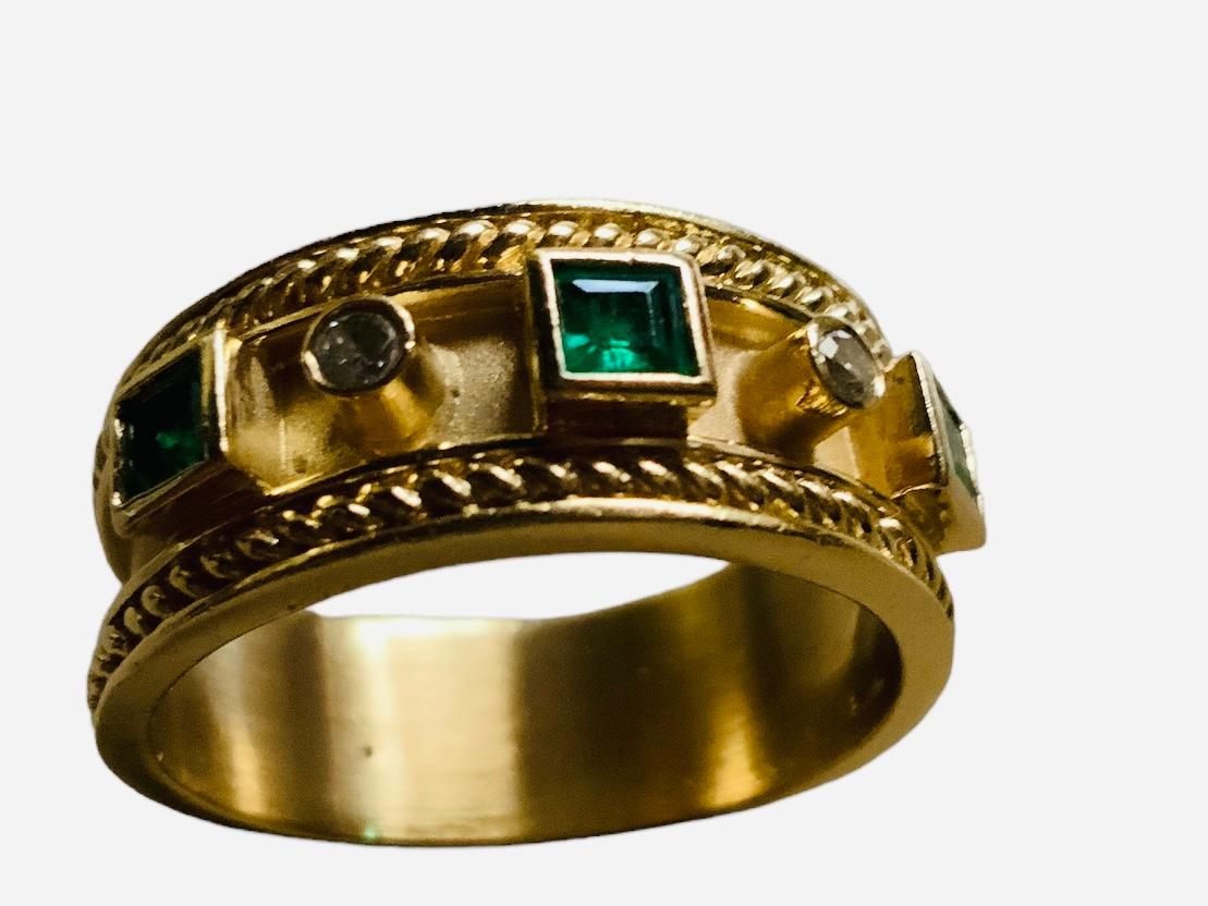 14 Karat Gold Diamant-Smaragd-Ring 1