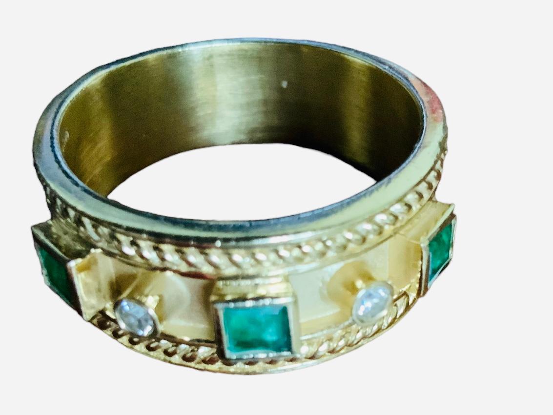 14 Karat Gold Diamant-Smaragd-Ring 2