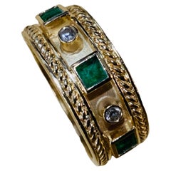 14 Karat Gold Diamant-Smaragd-Ring