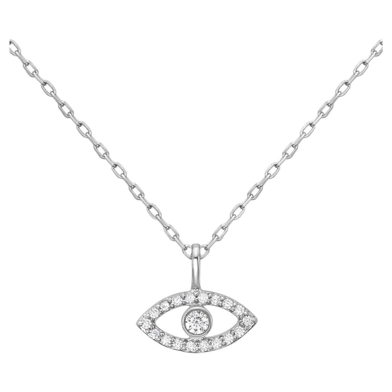 14K Gold Diamond Evil Eye Pendant For Sale at 1stDibs