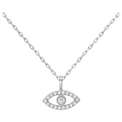14K Gold Diamond Evil Eye Pendant