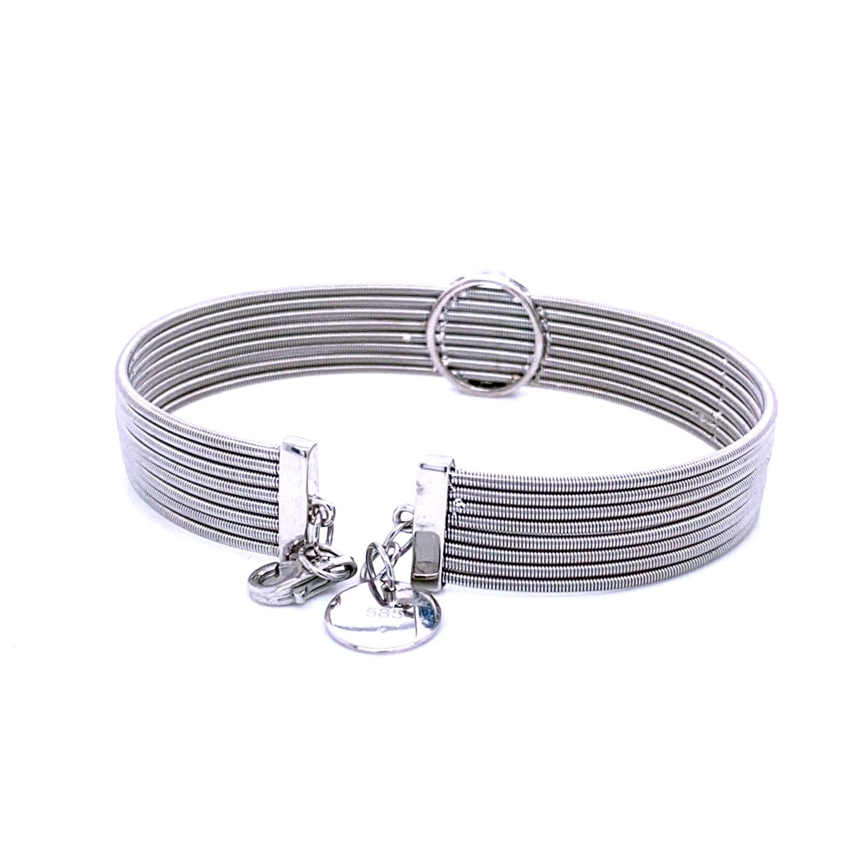 Pulsera flexible de oro de 14 quilates y diamantes de 0,20 quilates Corte redondo en venta