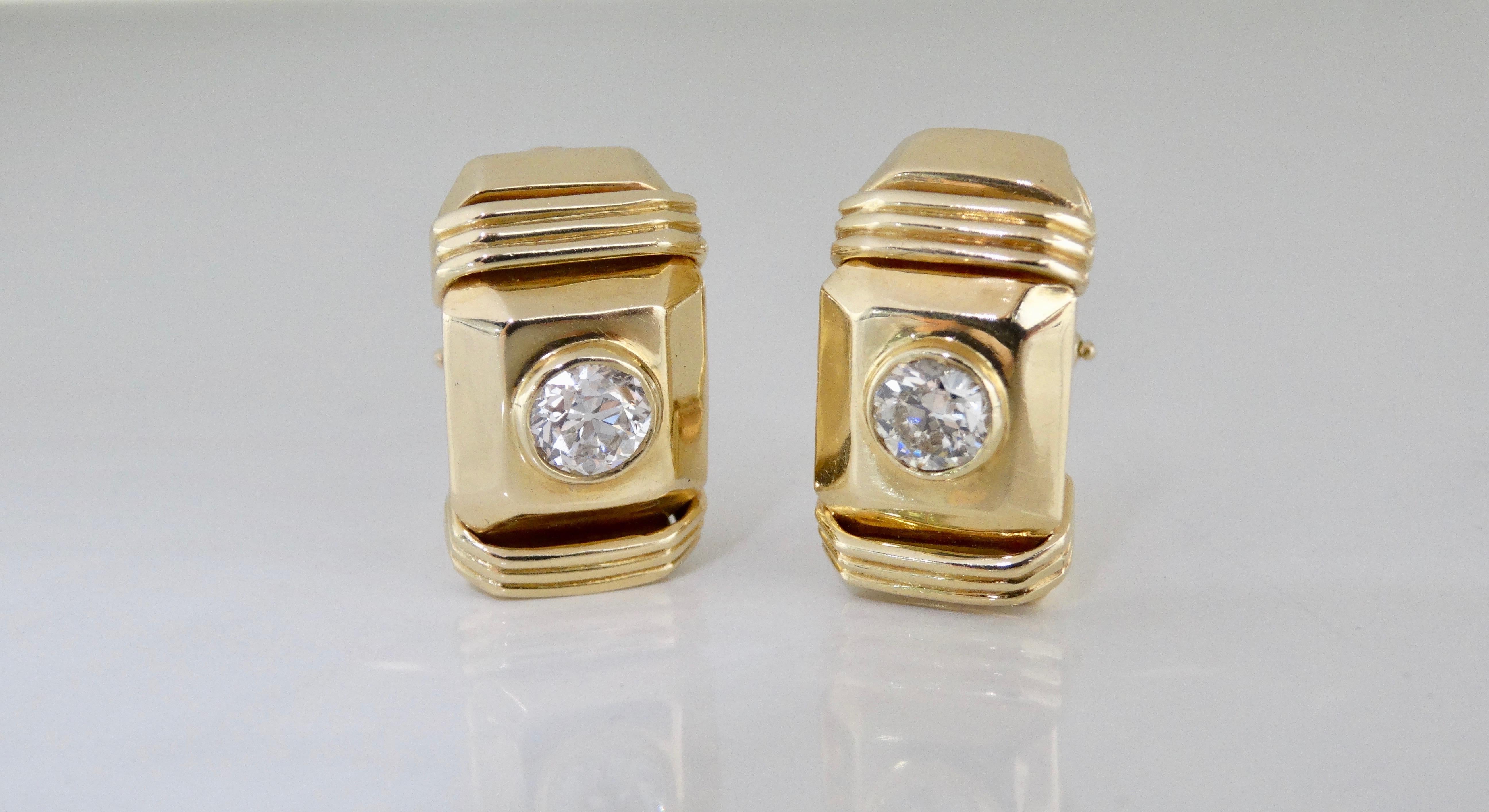  Boucles d'oreilles à clips français diamant  Unisexe en vente