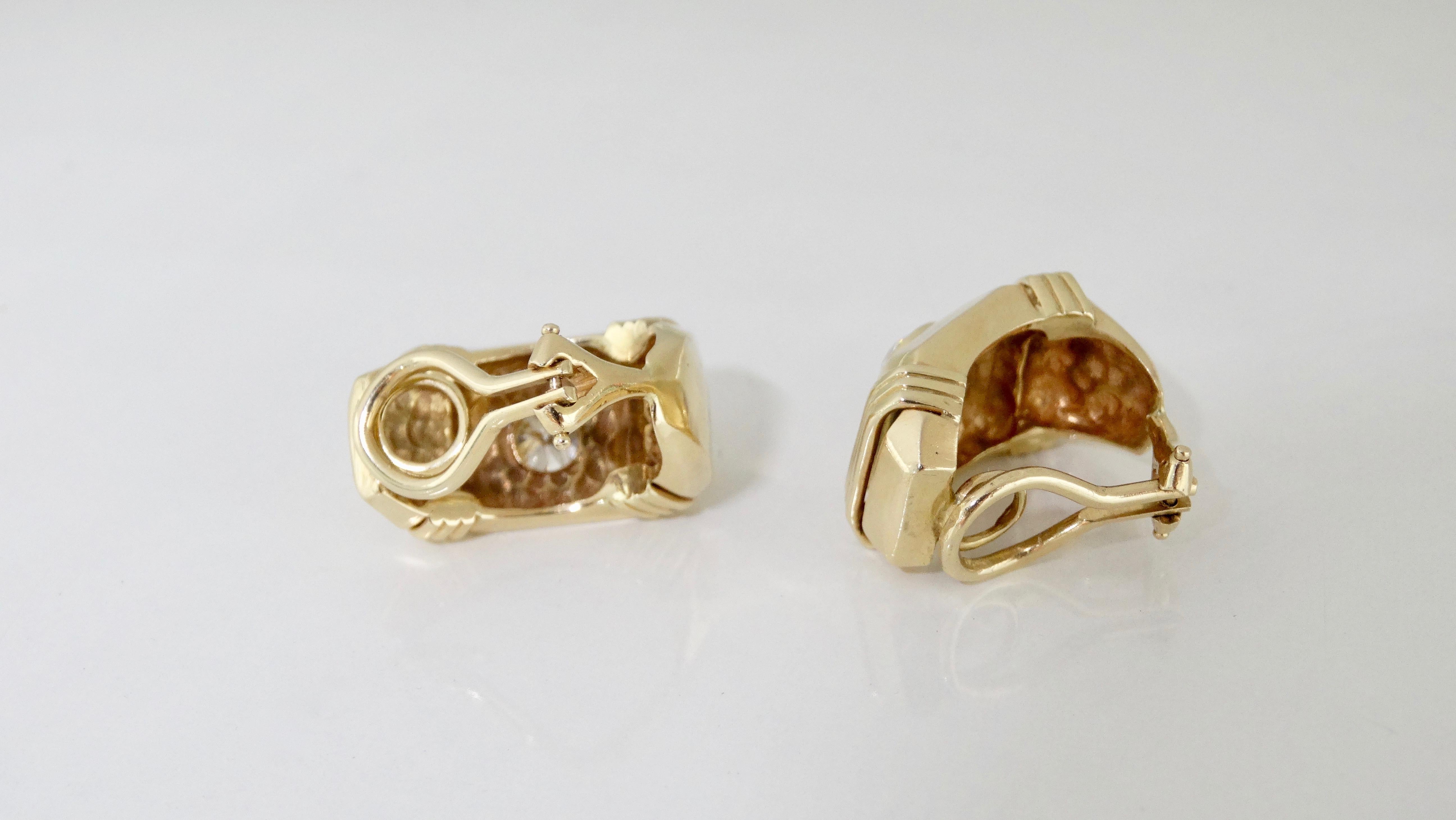 Round Cut Diamond Earrings French Clip For Sale