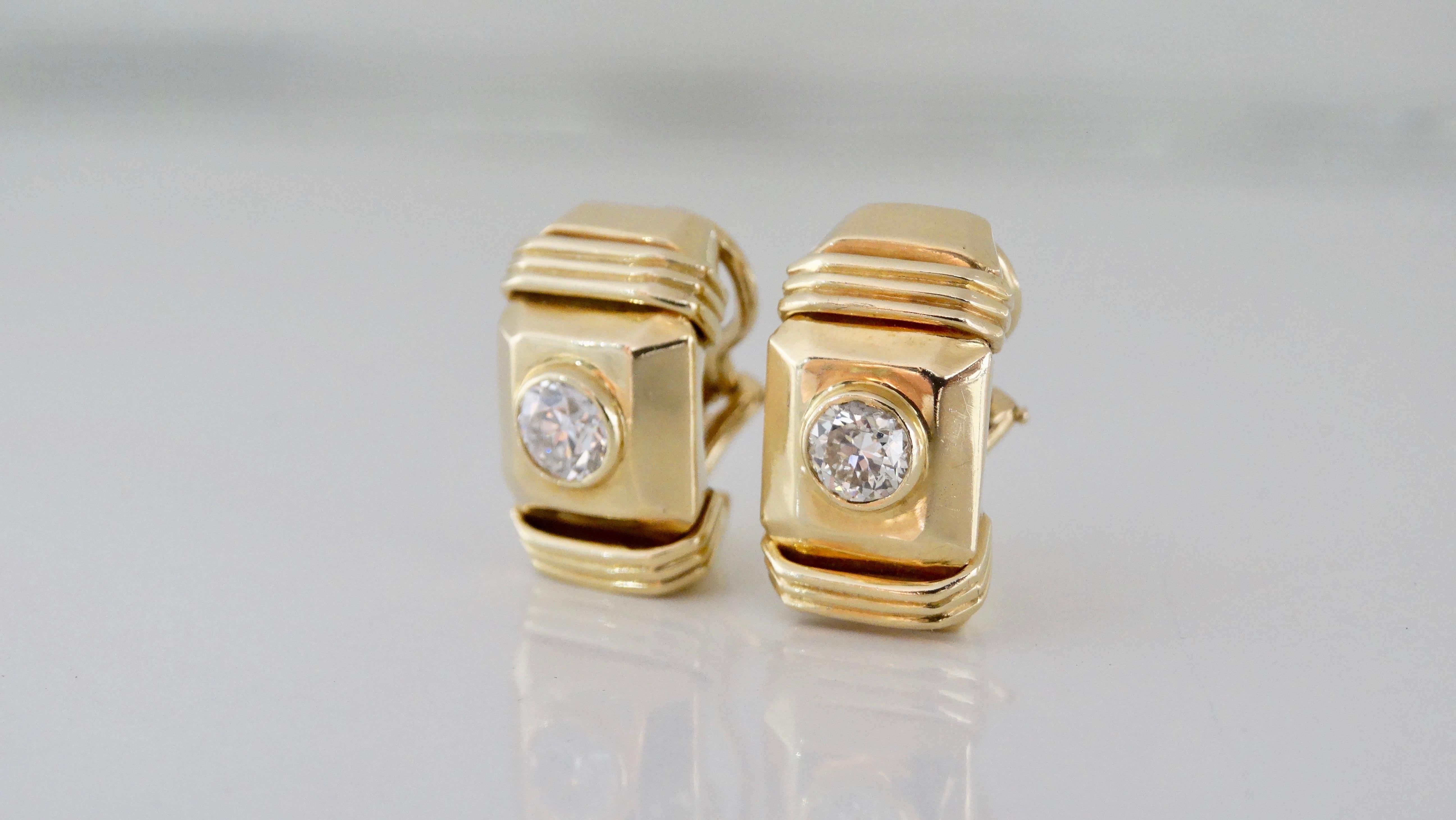 Women's or Men's Diamond Earrings French Clip For Sale