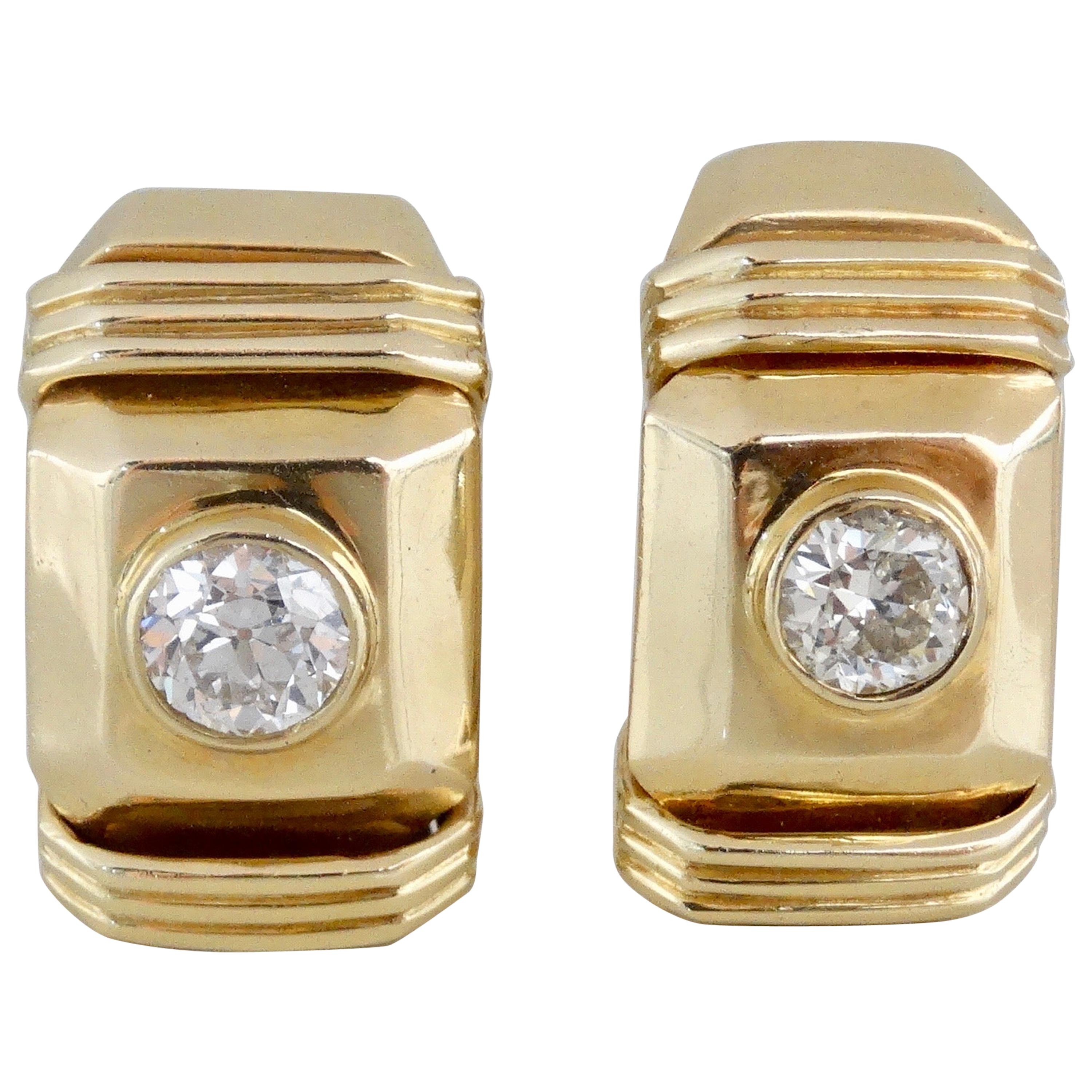  Französische Diamant-Ohrringe mit Clip 