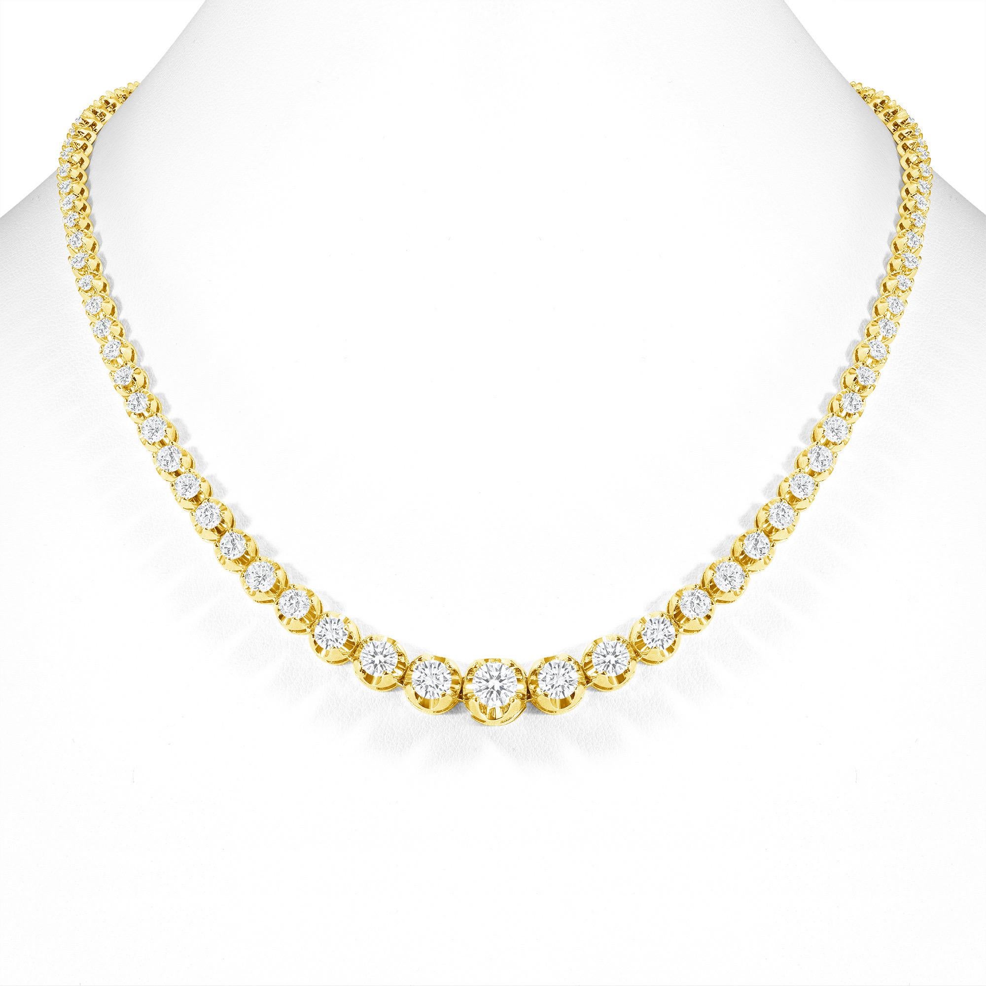 14k Gold Diamant-Halskette, abgestufte Diamant-Halskette mit natürlichen Diamanten im Zustand „Neu“ im Angebot in Los Angeles, CA