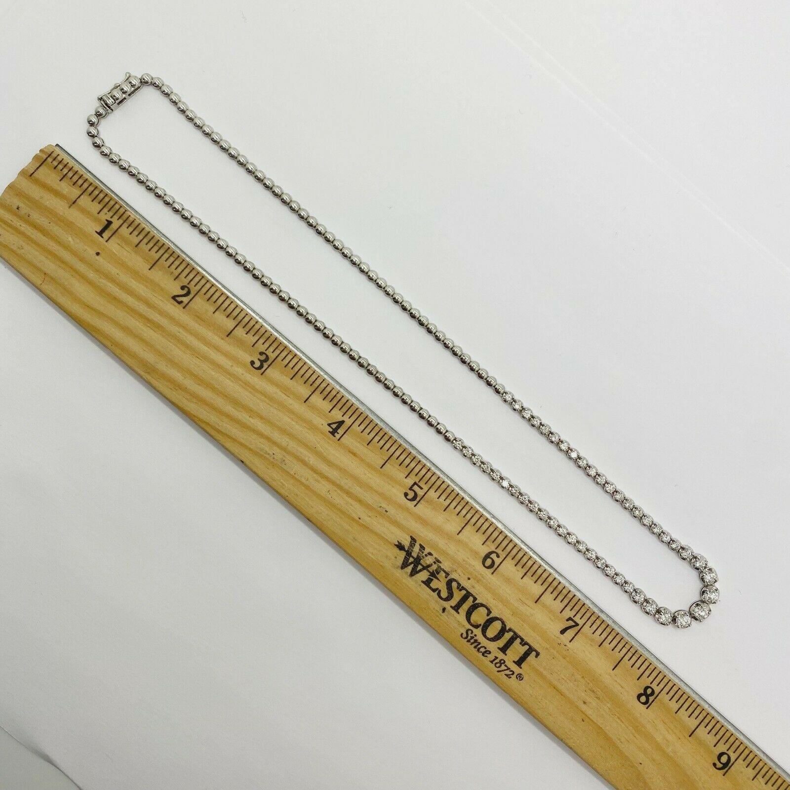 14K Gold Diamond Graduated Tennis Riviera Illusion Necklace Halfway In New Condition For Sale In Los Angeles, CA