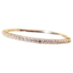 14k Gold Diamond Half Eternity Band Stackable Diamond Ring Solid Gold Ring Band.