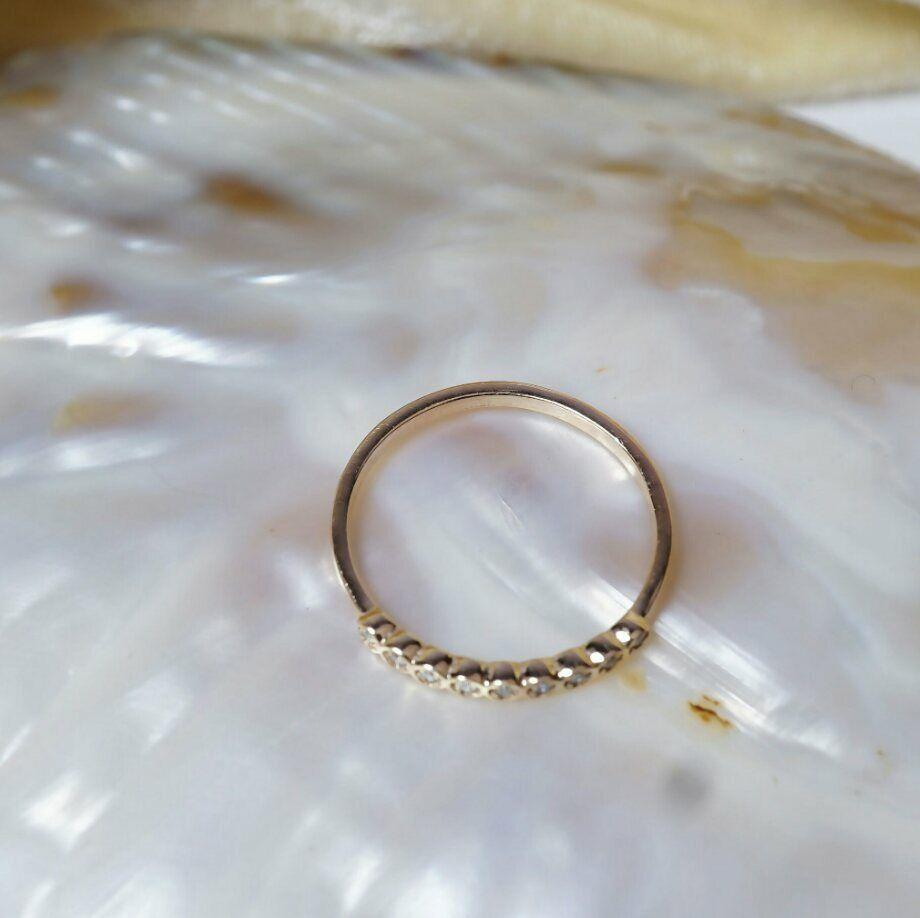 14k Gold Diamond Half Eternity Ring Women Wedding Ring Stackable Diamond Ring. For Sale 4