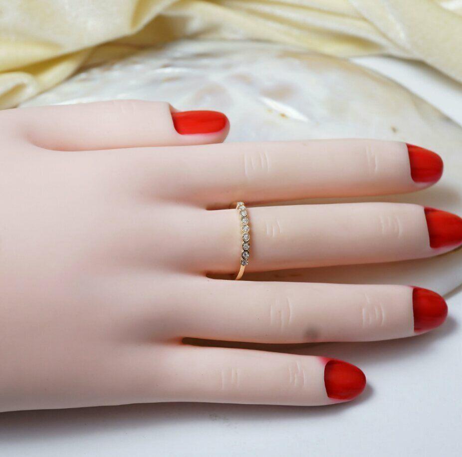 14k Gold Diamond Half Eternity Ring Women Wedding Ring Stackable Diamond Ring. For Sale 5
