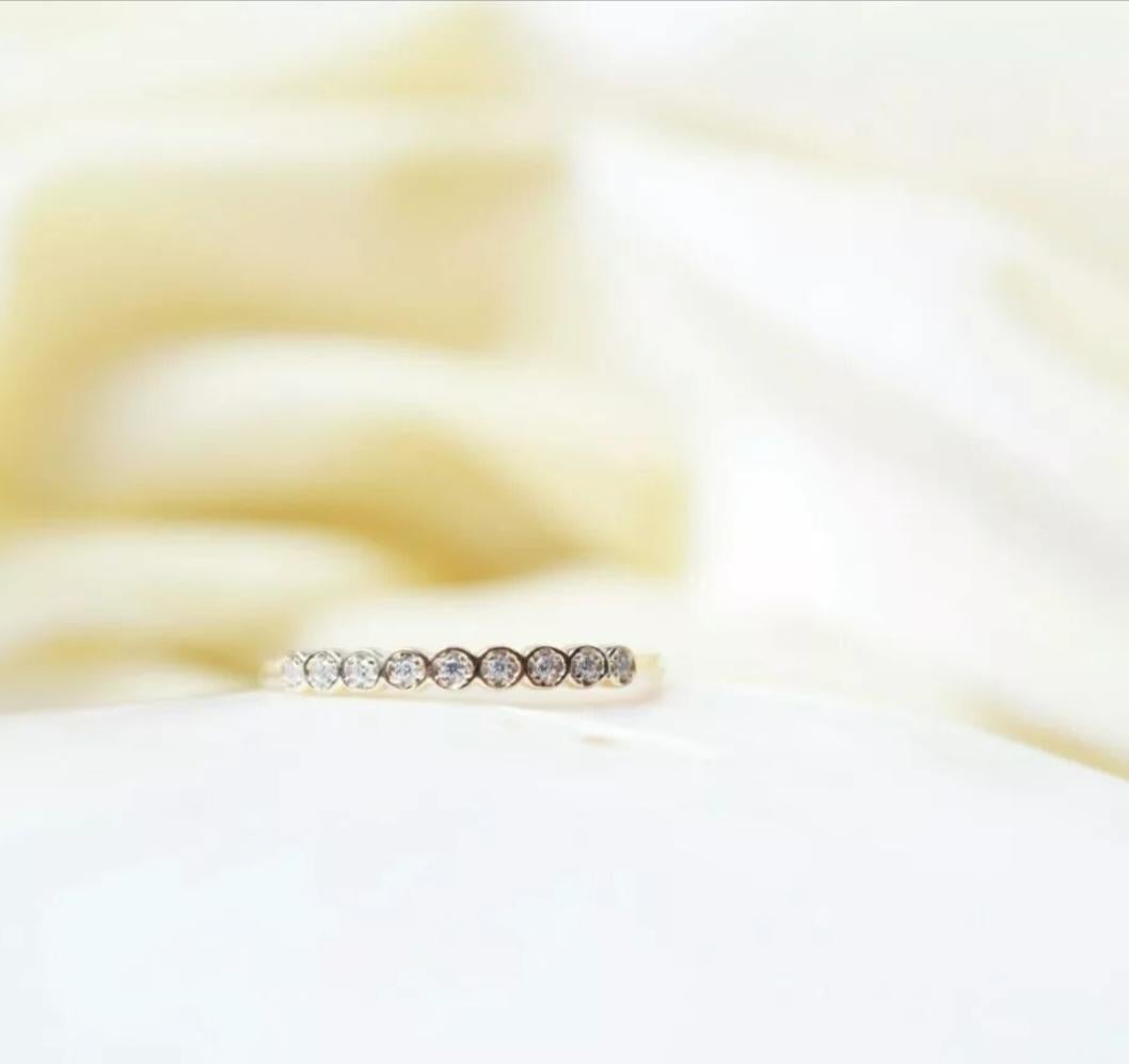 Round Cut 14k Gold Diamond Half Eternity Ring Women Wedding Ring Stackable Diamond Ring For Sale