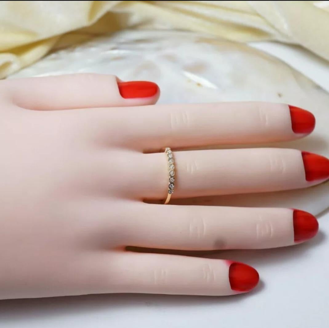 14k Gold Diamond Half Eternity Ring Women Wedding Ring Stackable Diamond Ring In New Condition For Sale In Chicago, IL