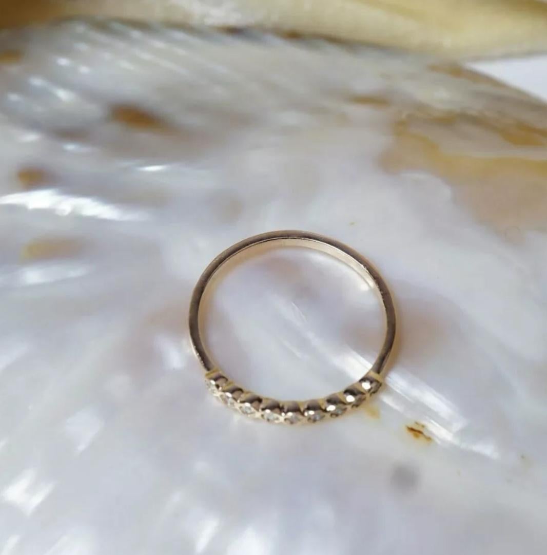 Women's or Men's 14k Gold Diamond Half Eternity Ring Women Wedding Ring Stackable Diamond Ring For Sale