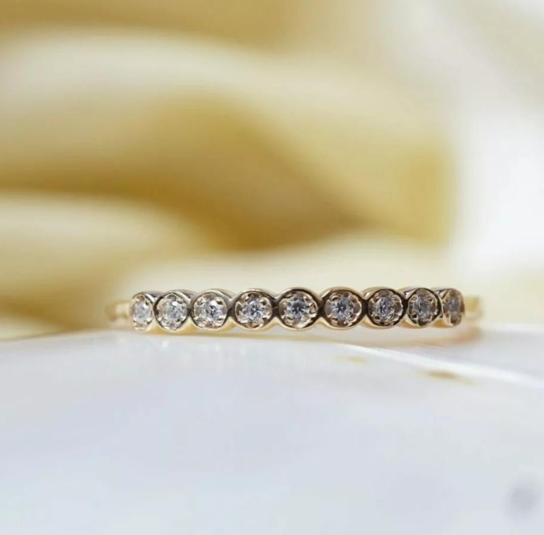 14k Gold Diamond Half Eternity Ring Women Wedding Ring Stackable Diamond Ring For Sale 1