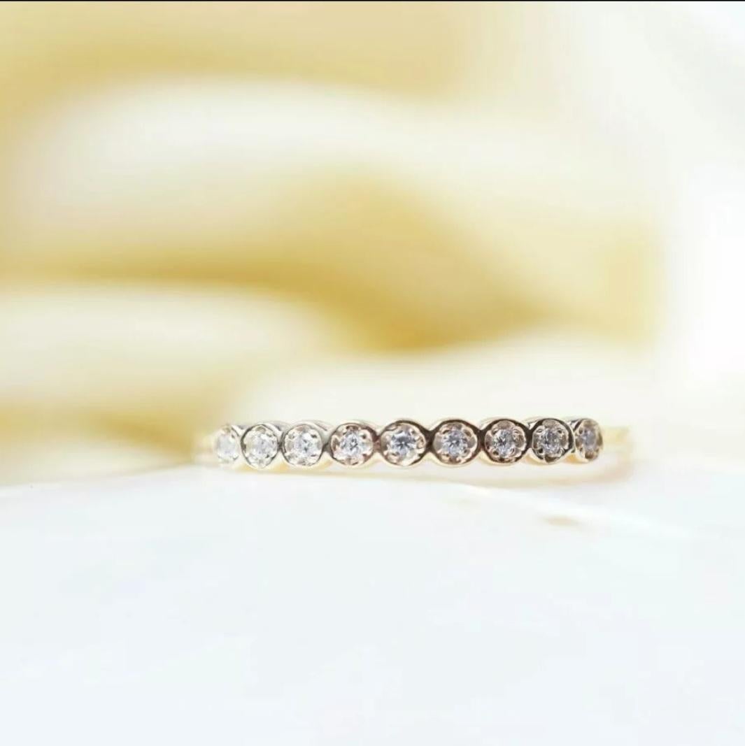 14k Gold Diamond Half Eternity Ring Women Wedding Ring Stackable Diamond Ring For Sale 2