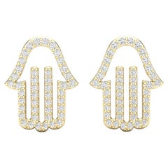 14K Gold Diamond Hamsa Studs Earring