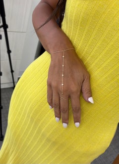 14K Gold Diamant Handkette Armband & Ring 1/10 CTTW