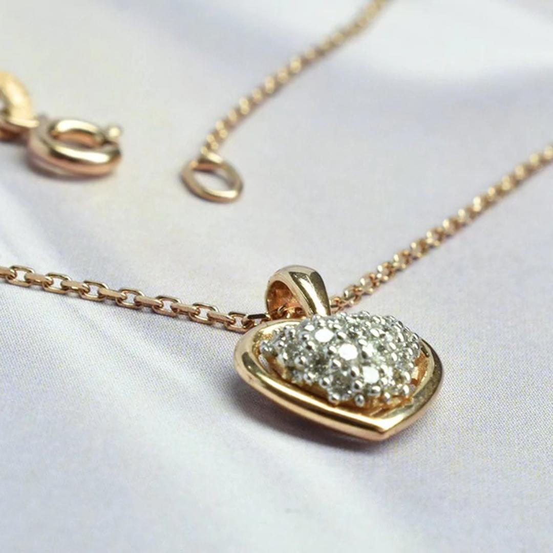Collier cœur en or 14 carats et diamants Valentino Jewelry en vente 1