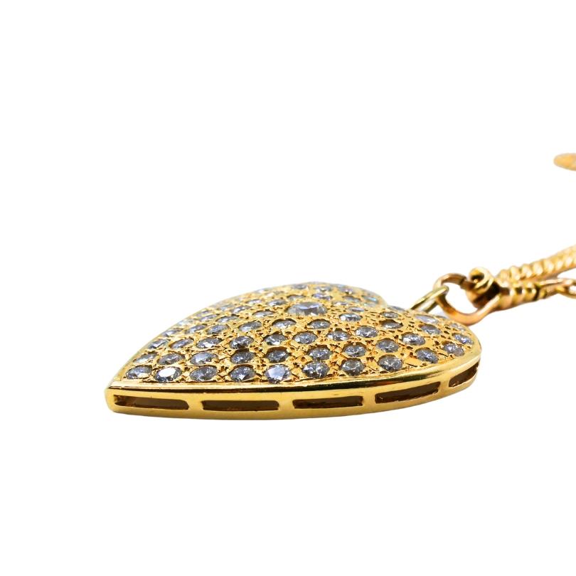Ciondolo a cuore con diamante in oro 14k e collana a catena extra-lunga A Link in oro 10k In condizioni buone in vendita a Beverly Hills, CA