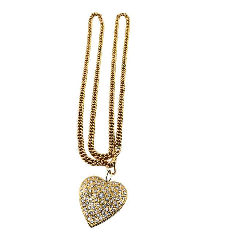 da uomo o donna Ciondolo a cuore con diamante in oro 14k e collana a catena extra-lunga A Link in oro 10k in vendita