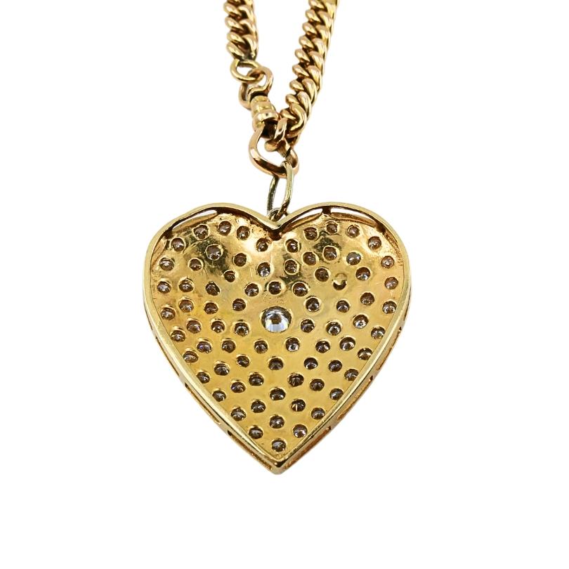 Ciondolo a cuore con diamante in oro 14k e collana a catena extra-lunga A Link in oro 10k in vendita 3