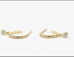 14K Gold Diamond Hoop Earrings Dangling diamond earrings Wedding Gift For Women