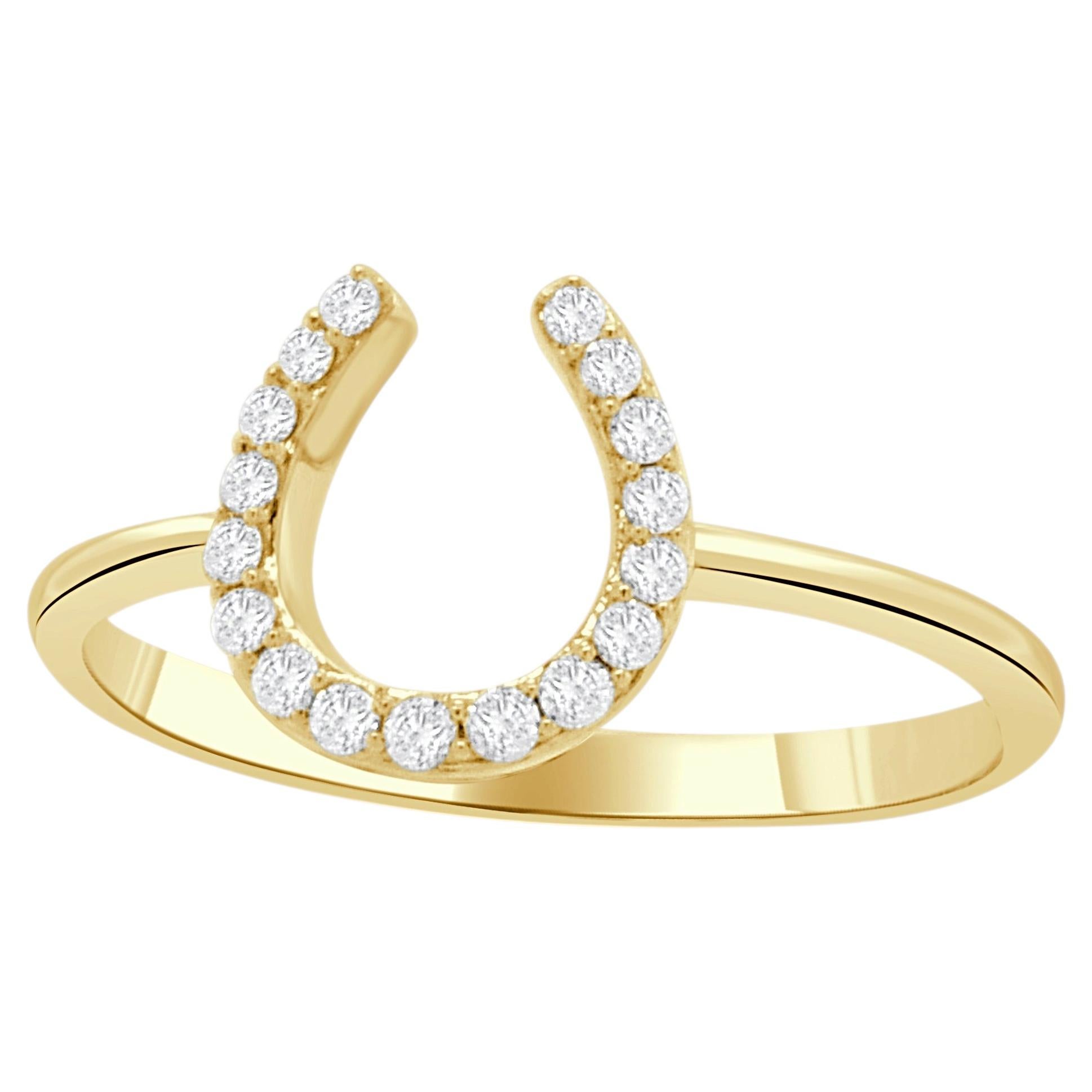 14K Gold Diamond Horse Shoe Ring sz 7
