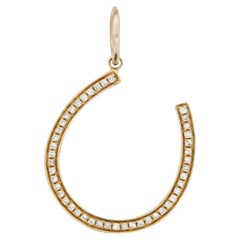 14K Gold Diamond Horseshoe Pendant