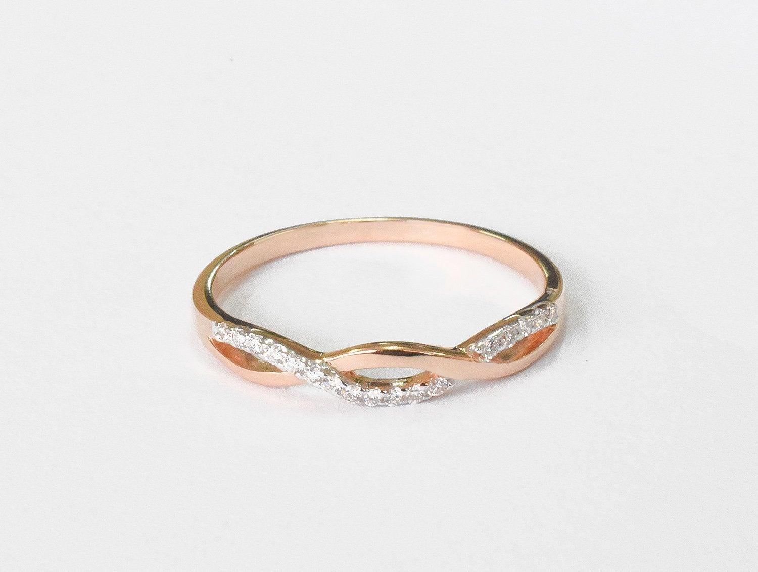 En venta: Alianza de Oro 14k Diamante Infinito  2