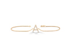 14K Gold 0.12 Ct Diamond Initial Bracelet