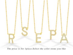 14k Gold Diamond Initial Necklace Personalize Initial Pendant letter Charm