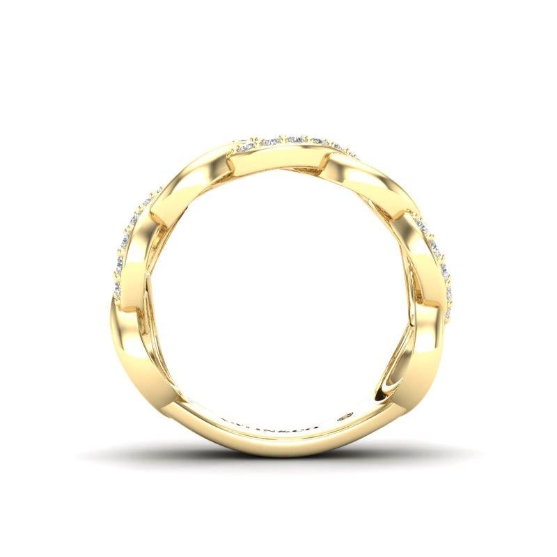 Contemporary 14K Gold Diamond Interlocking Statement Circle Band Ring For Sale
