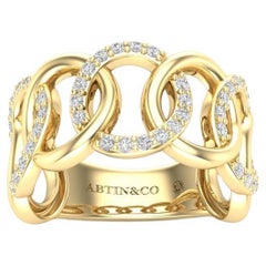 14K Gold Diamond Interlocking Statement Circle Band Ring