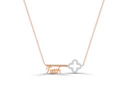 14k Gold Diamond Key Necklace Diamond Faith Necklace