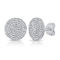 14k Gold & Diamond Large Disc Stud Earrings