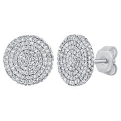 Clous d'oreilles à grand disque en or 14 carats et diamants