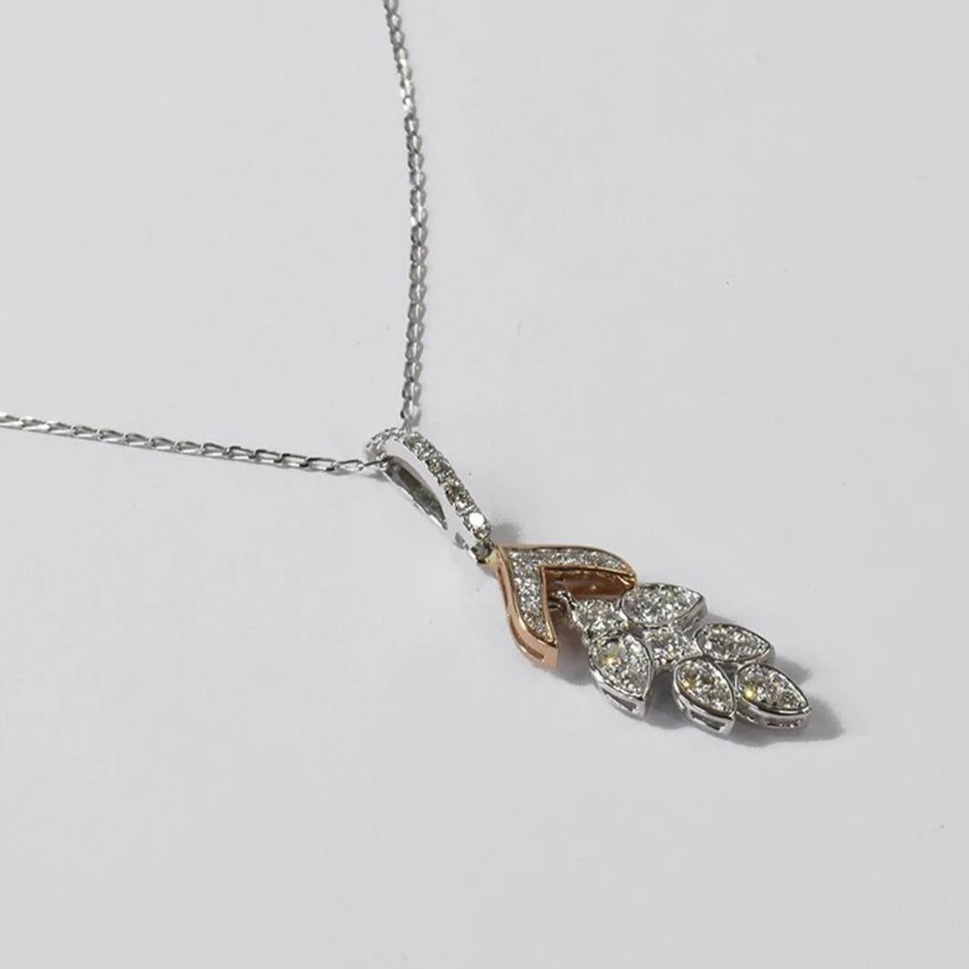 da uomo o donna Collana con foglie di diamante in oro 14k Collana da sposa in vendita